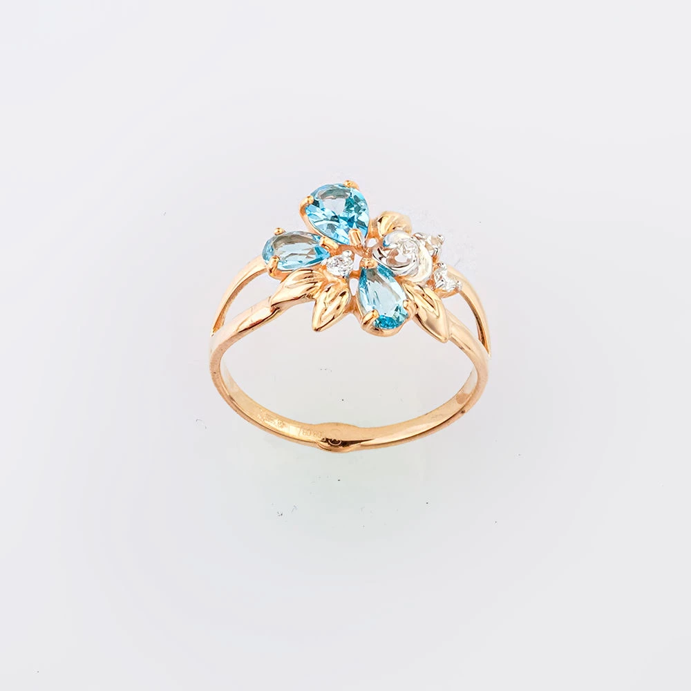 Кольцо с топазом из красного золота 585 пробы