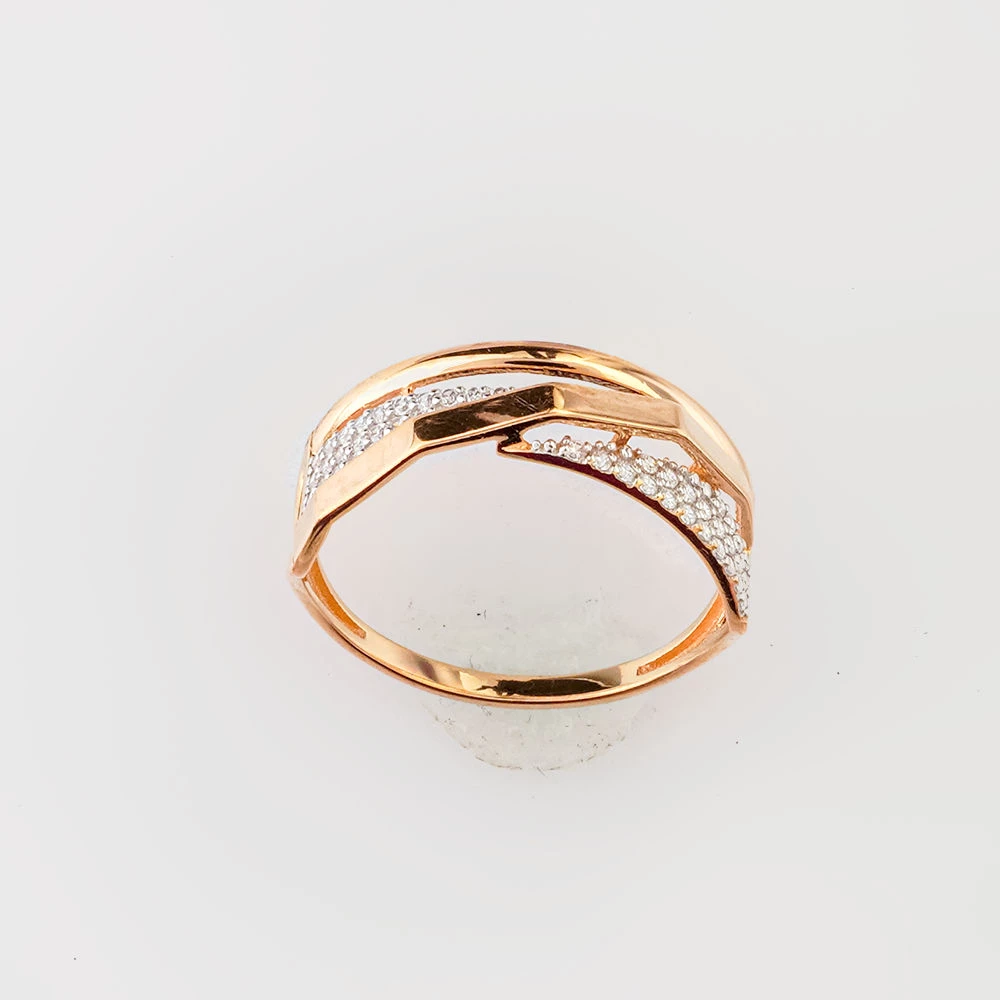 Кольцо с фианитом из красного золота 585 пробы