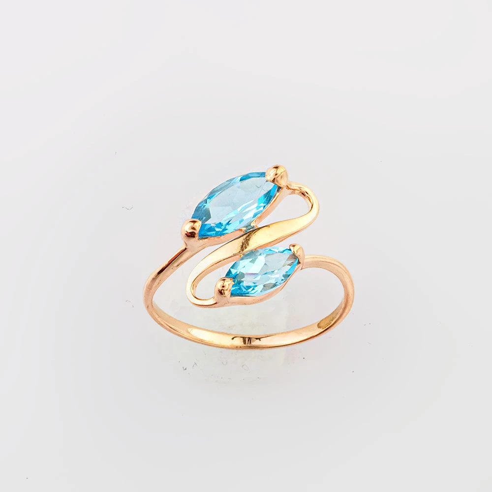 Кольцо с топазом из красного золота 585 пробы