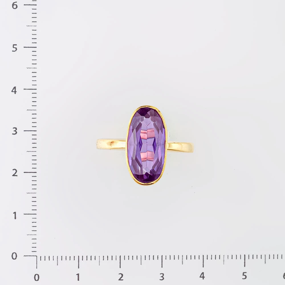 Кольцо с фианитом из желтого золота 750 пробы