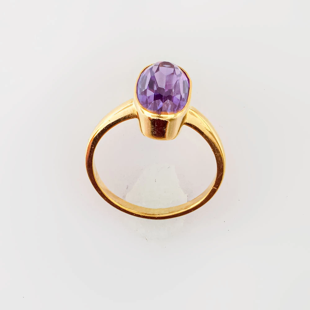 Кольцо с фианитом из желтого золота 750 пробы