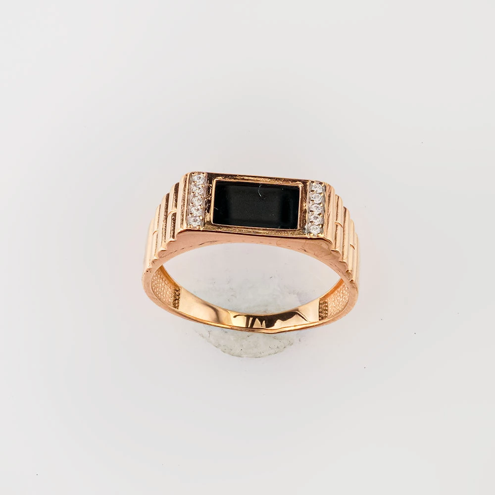 Кольцо с ониксом из красного золота 585 пробы