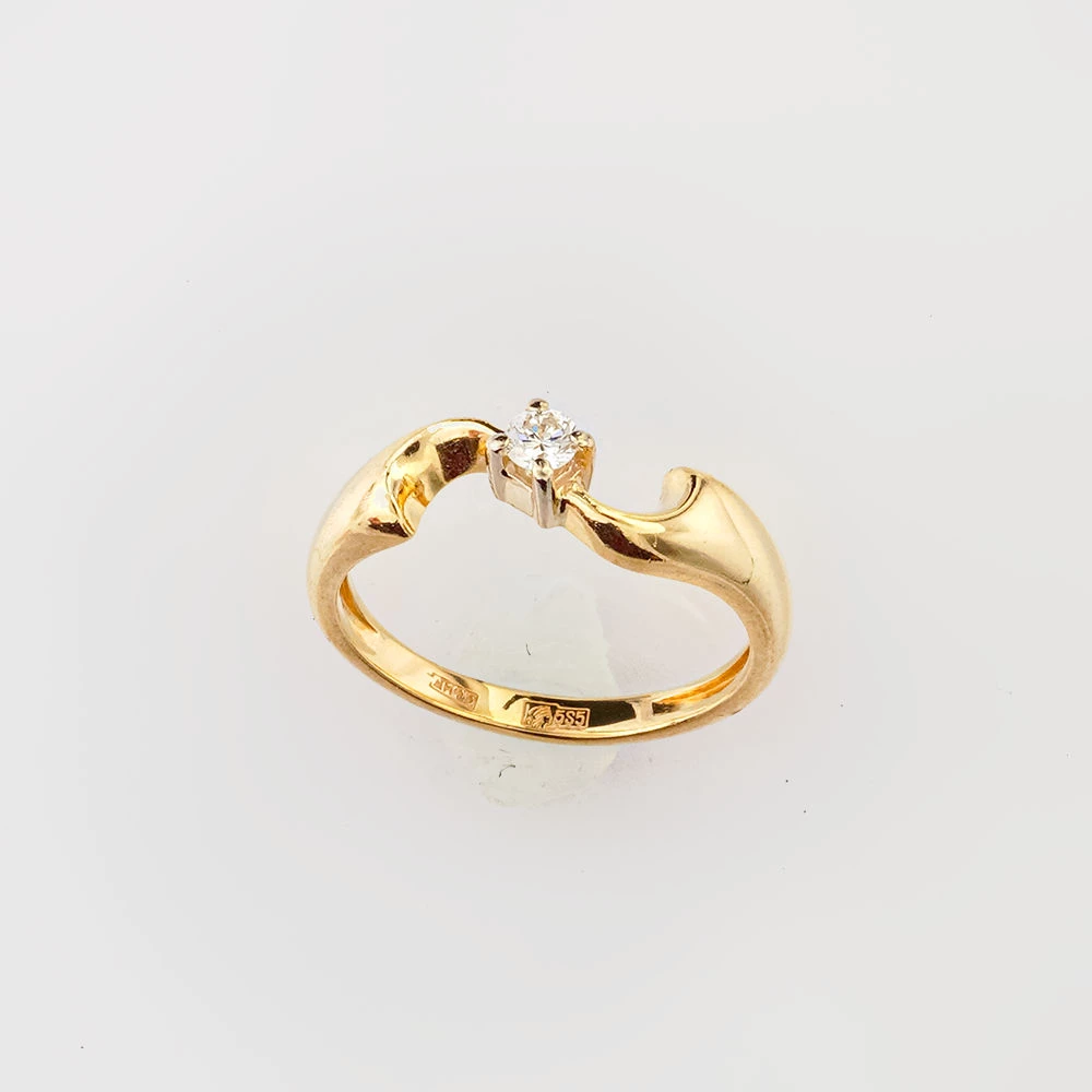 Кольцо с бриллиантом из желтого золота 585 пробы