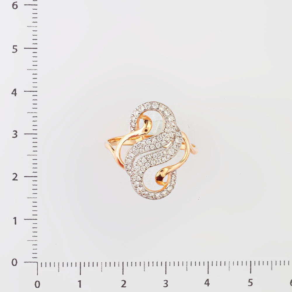 Кольцо с фианитом из красного золота 585 пробы