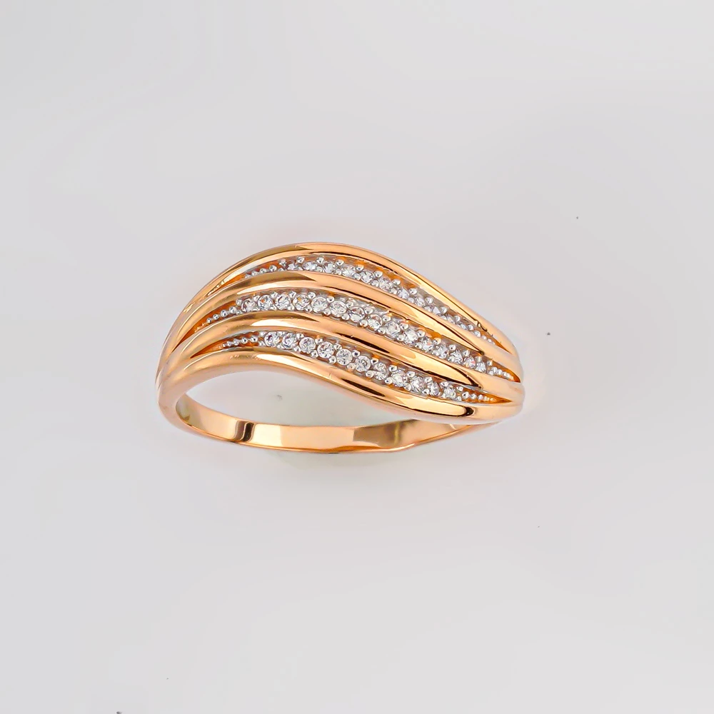 Кольцо с фианитом из красного золота 585 пробы