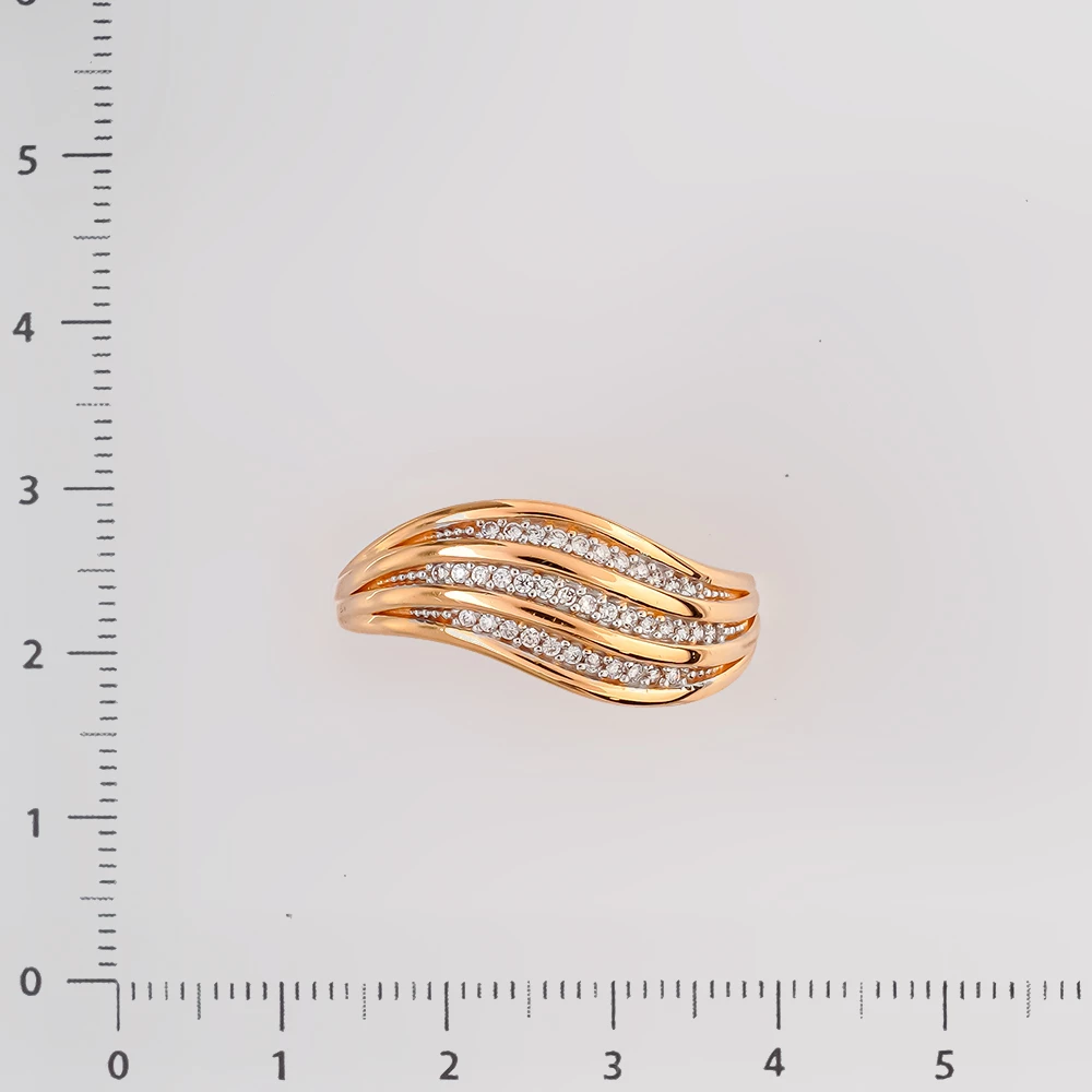 Кольцо с фианитом из красного золота 585 пробы