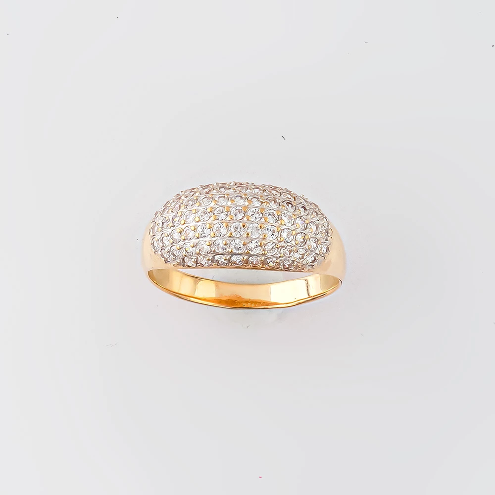 Кольцо с фианитом из красного золота 585 пробы