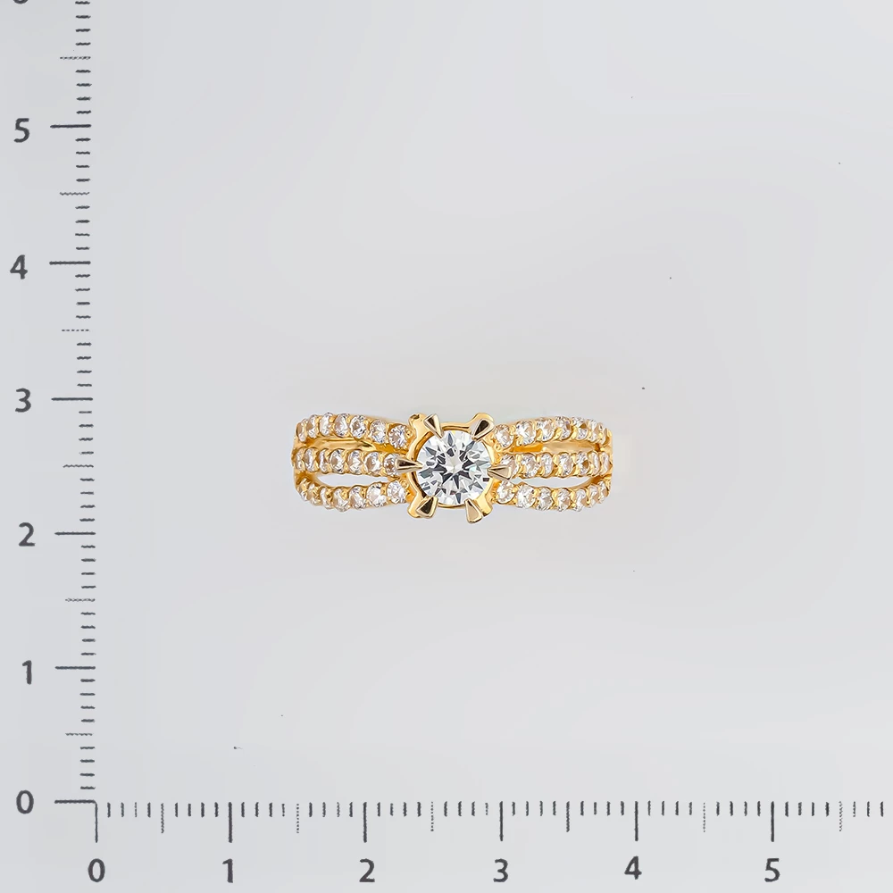 Кольцо с фианитом из желтого золота 585 пробы