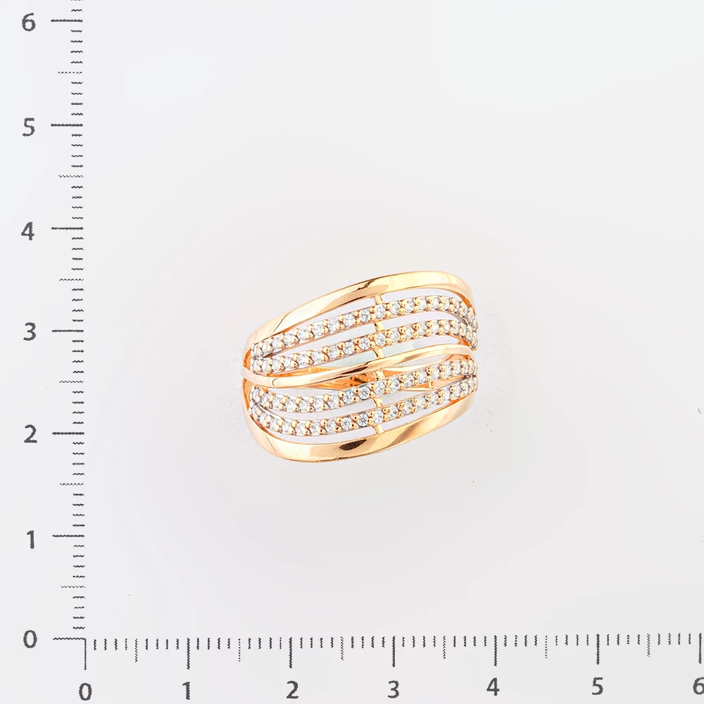 Кольцо с фианитом из красного золота 585 пробы