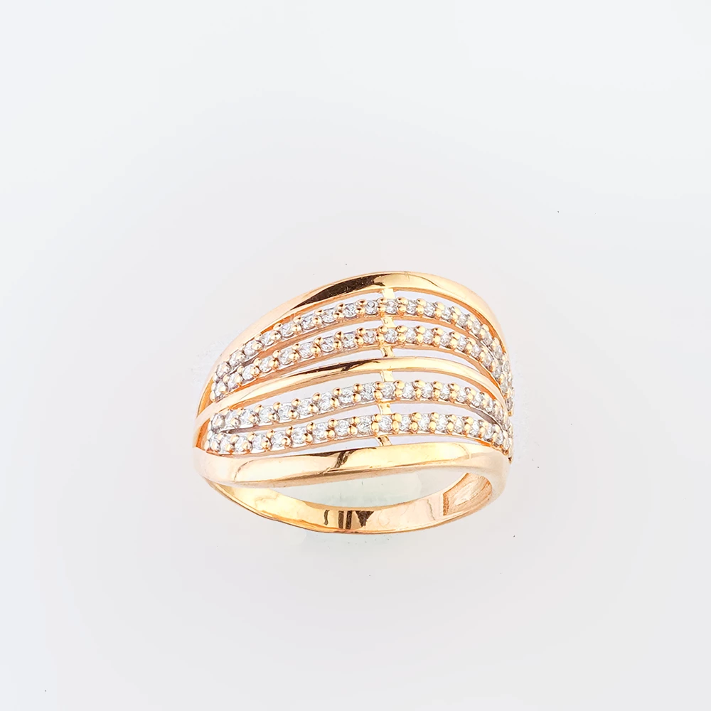 Кольцо с фианитом из красного золота 585 пробы