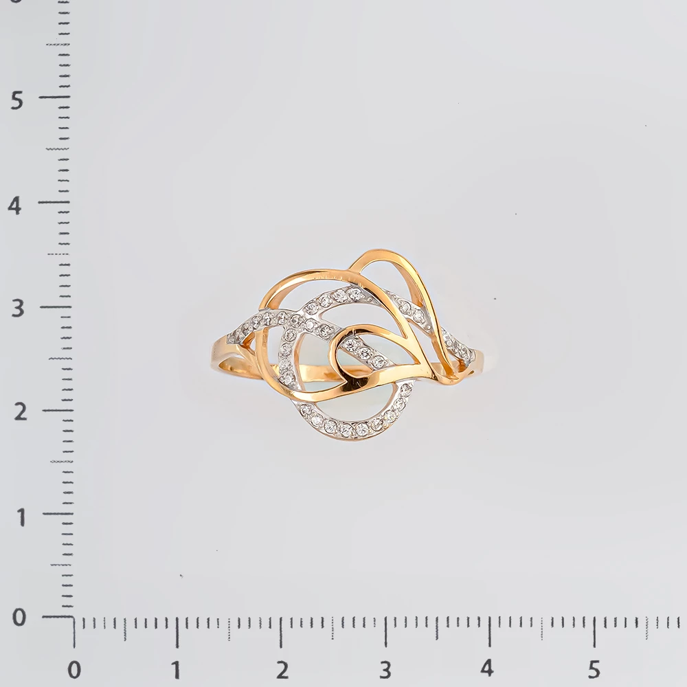 Кольцо с фианитом из красного золота 585 пробы