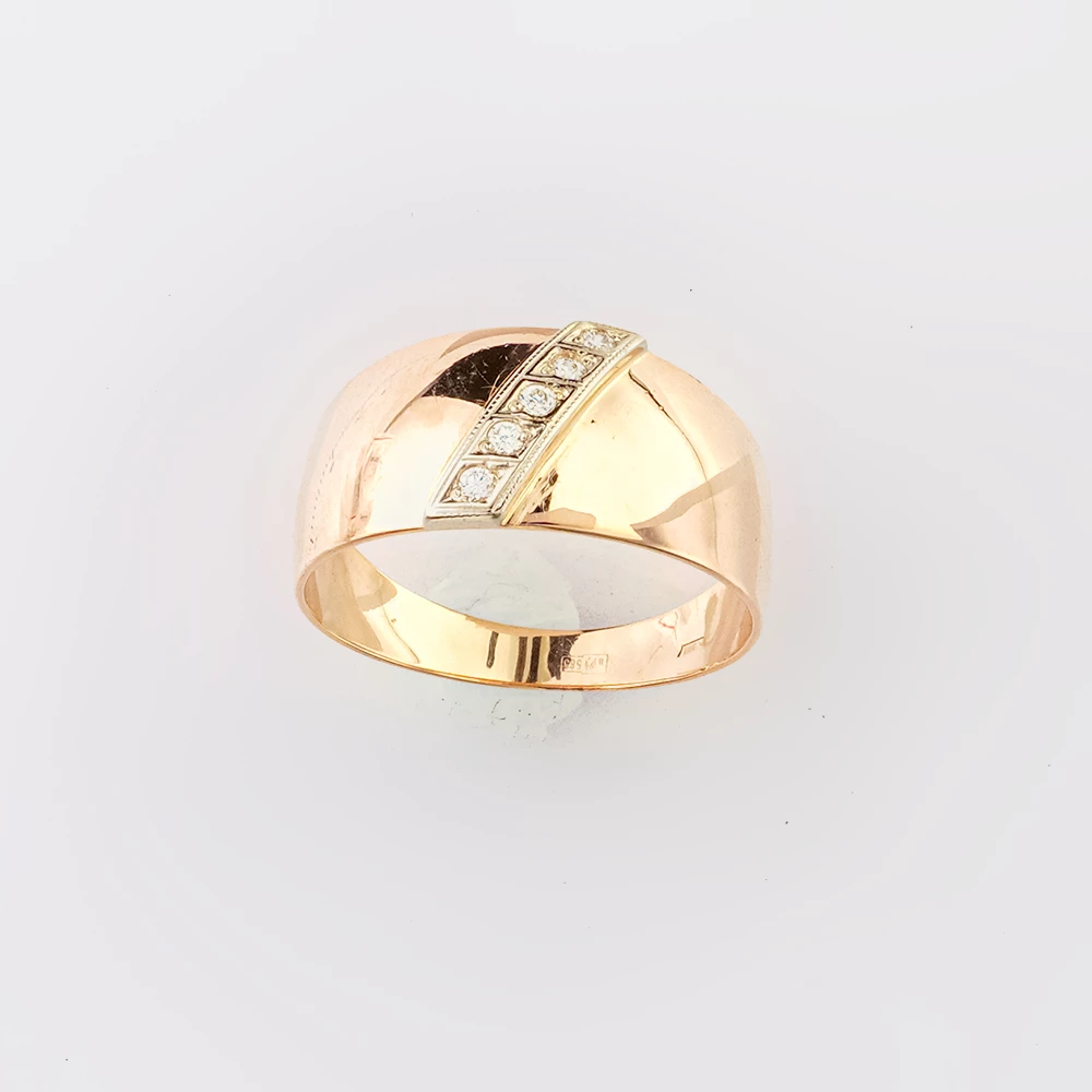 Кольцо с фианитом из красного золота 585 пробы