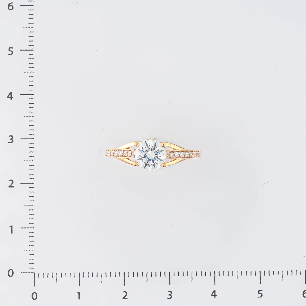 Кольцо с фианитом из красного золота 585 пробы