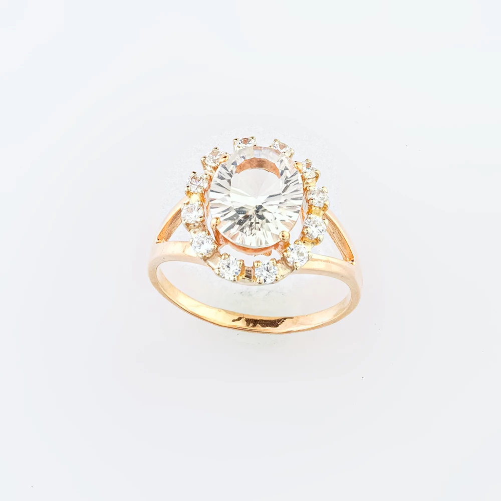 Кольцо с фианитом из красного золота 585 пробы