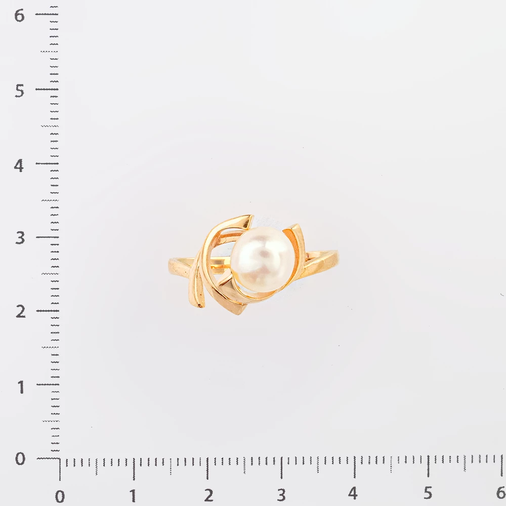 Кольцо с культивированным жемчугом из красного золота 585 пробы