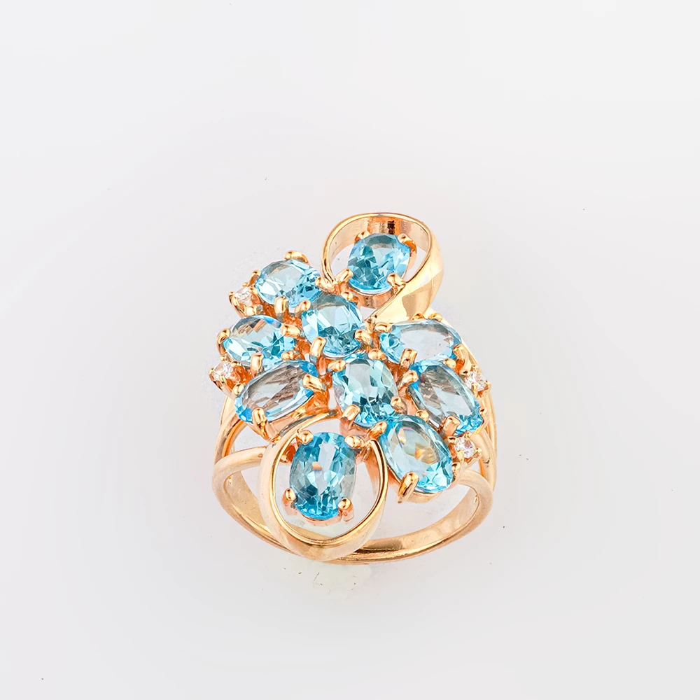 Кольцо с топазом из красного золота 585 пробы