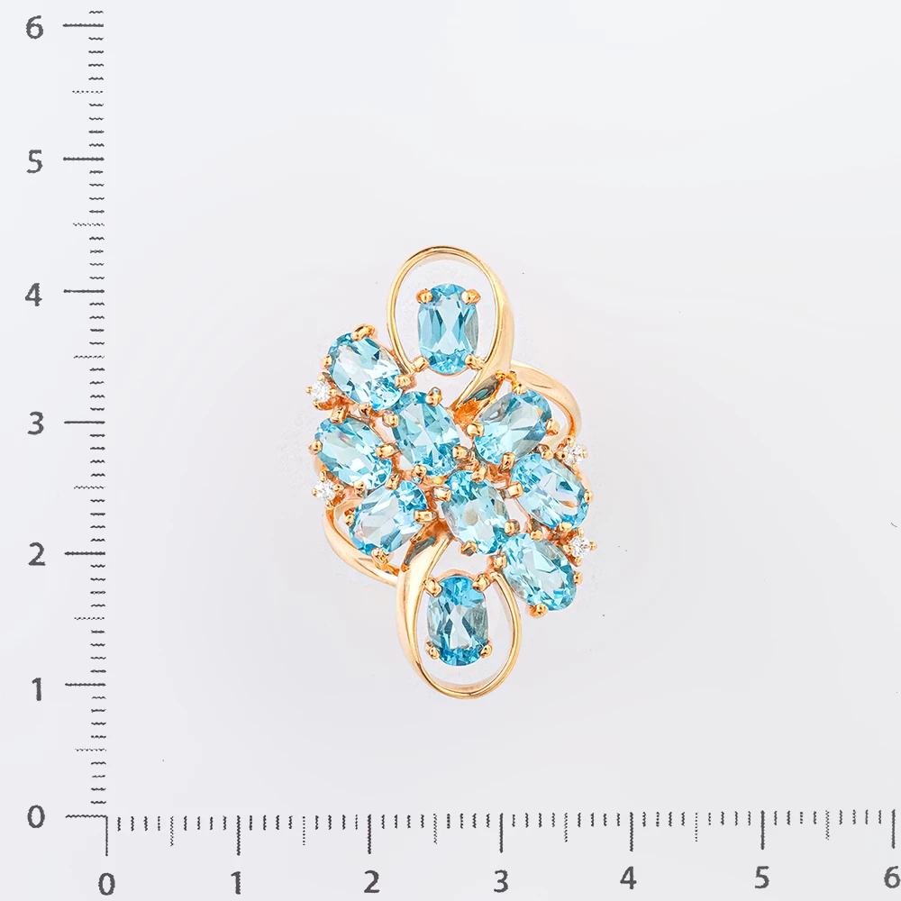 Кольцо с топазом из красного золота 585 пробы