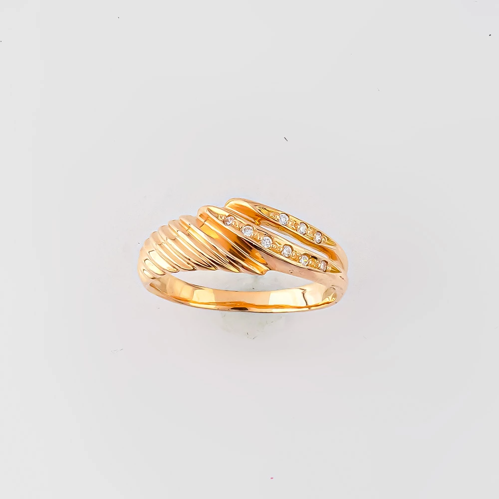 Кольцо с фианитом из красного золота 585 пробы