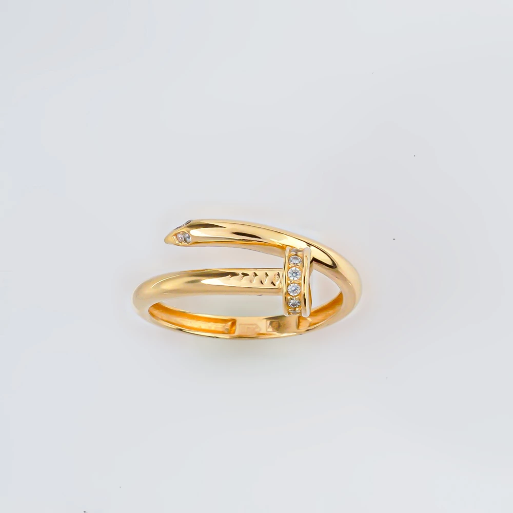 Кольцо с фианитом из желтого золота 585 пробы