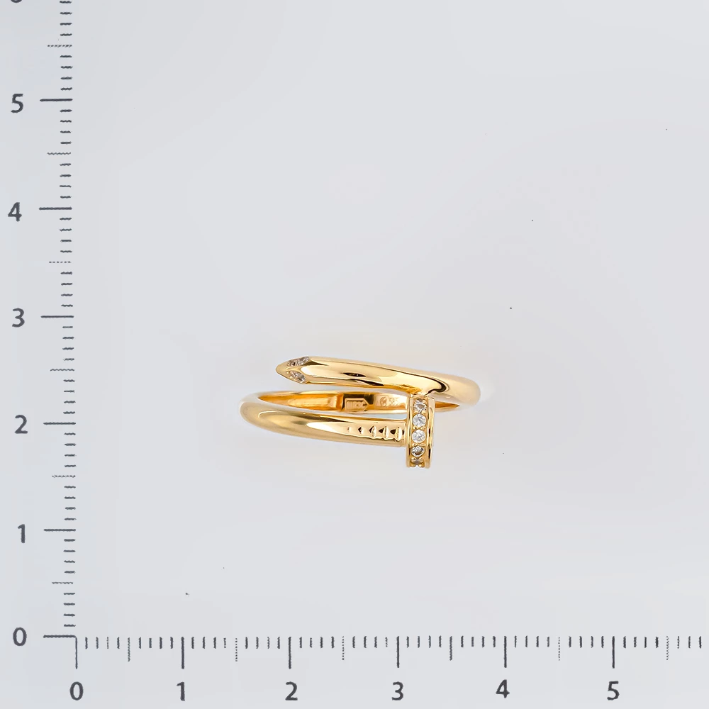 Кольцо с фианитом из желтого золота 585 пробы