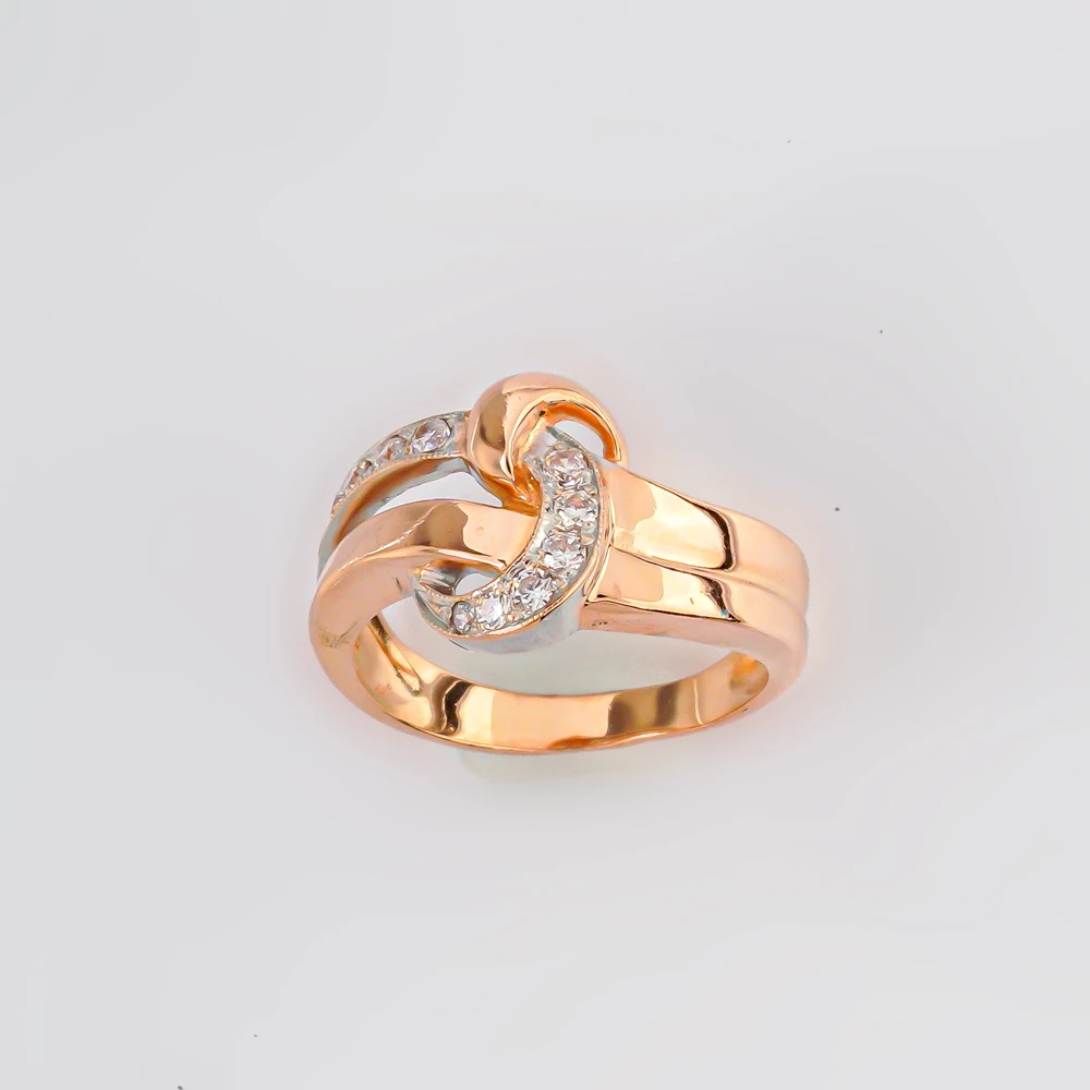 Кольцо с фианитом из красного золота 585 пробы