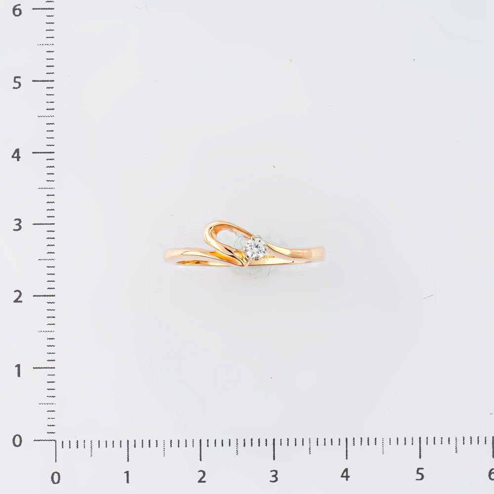 Кольцо с фианитом из красного золота 585 пробы