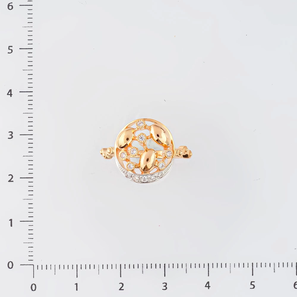 Кольцо с фианитом из красного золота 585 пробы