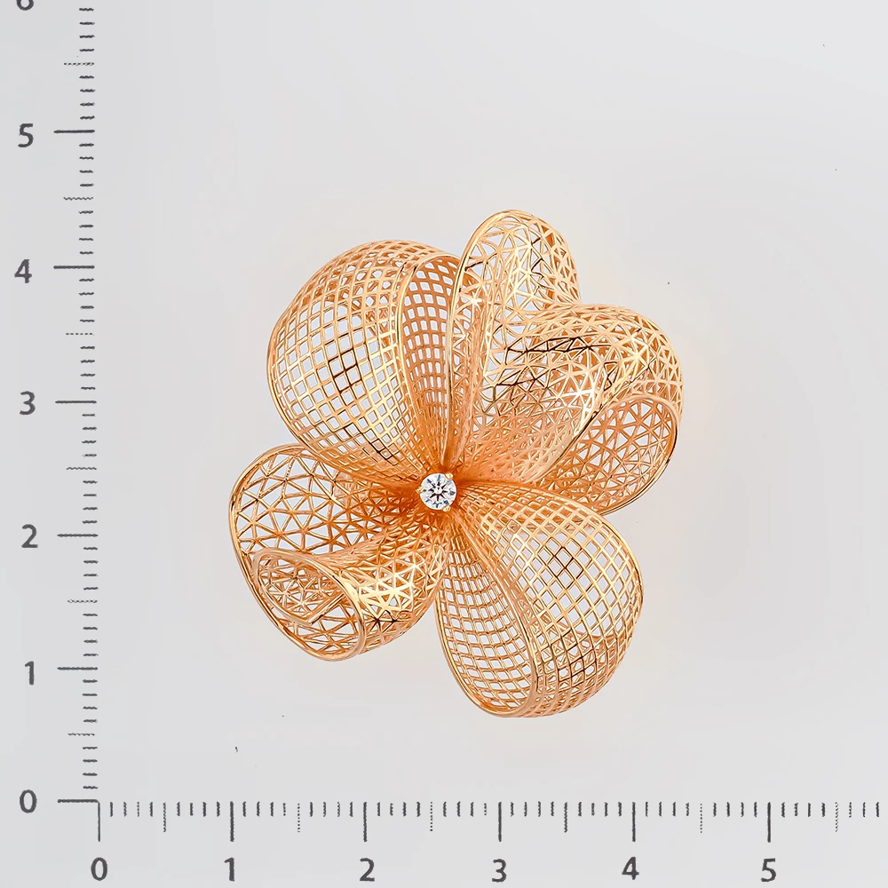 Кольцо с фианитом из красного золота 585 пробы