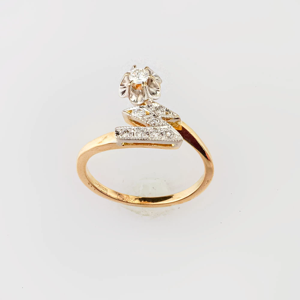 Кольцо с бриллиантом из желтого золота 585 пробы