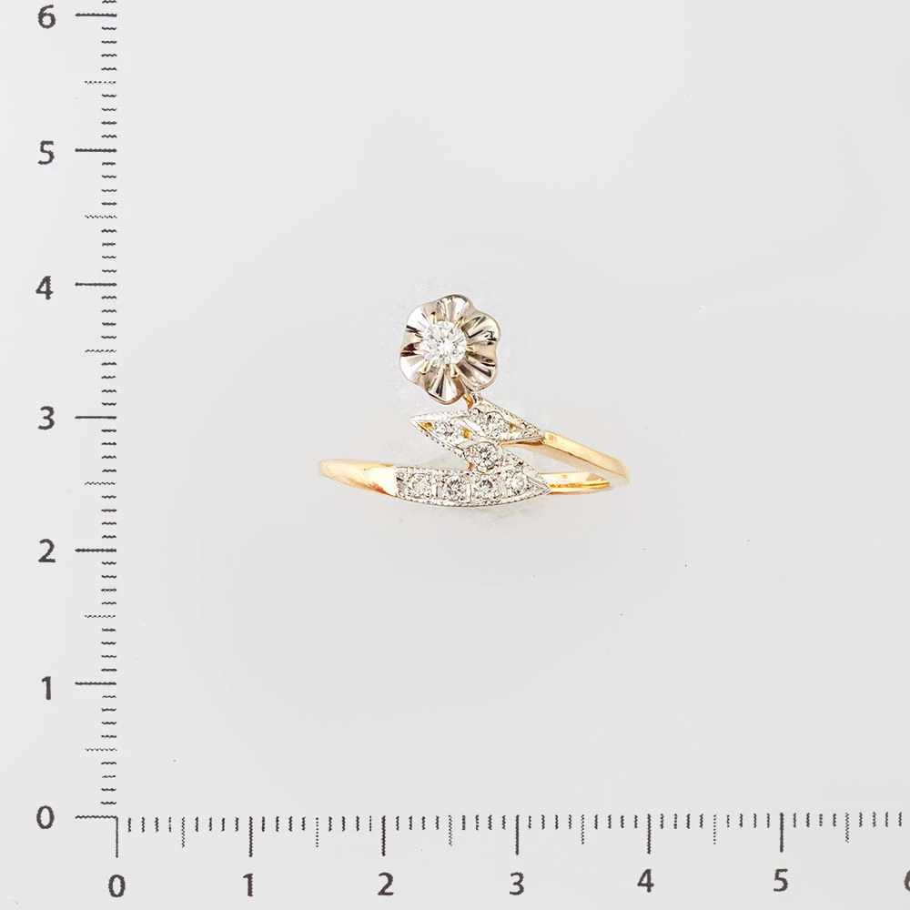 Кольцо с бриллиантом из желтого золота 585 пробы