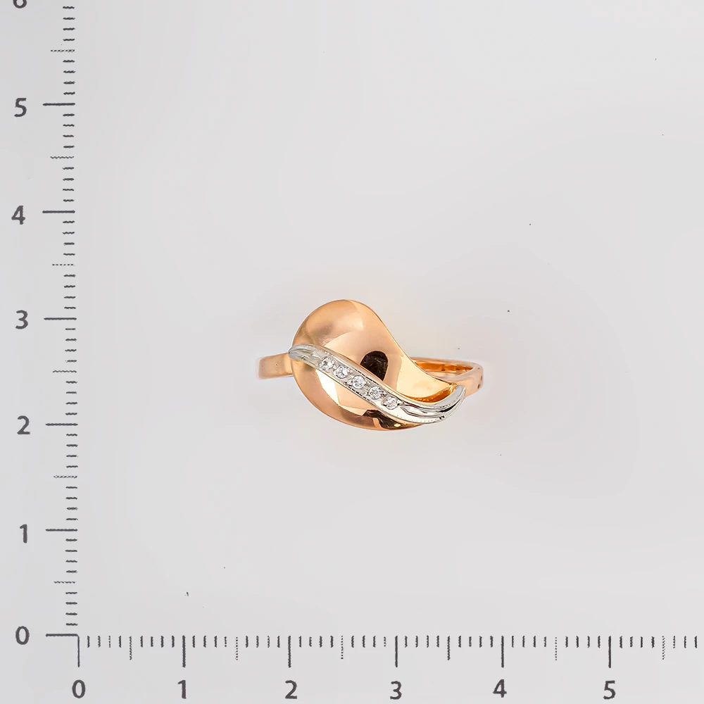 Кольцо с фианитом из красного золота 585 пробы