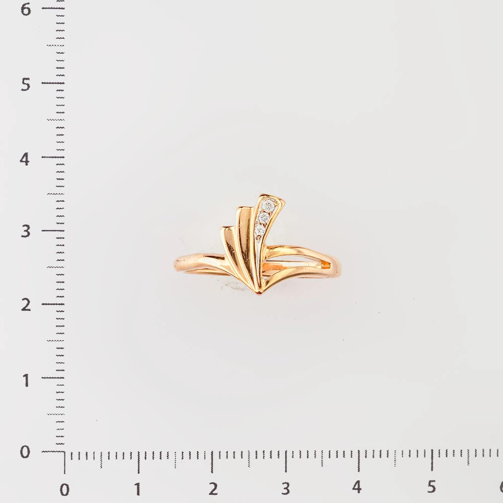 Кольцо с фианитом из красного золота 585 пробы