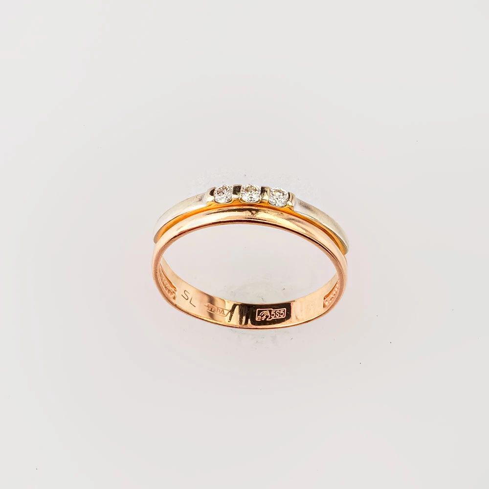 Кольцо с бриллиантом из красного золота 585 пробы