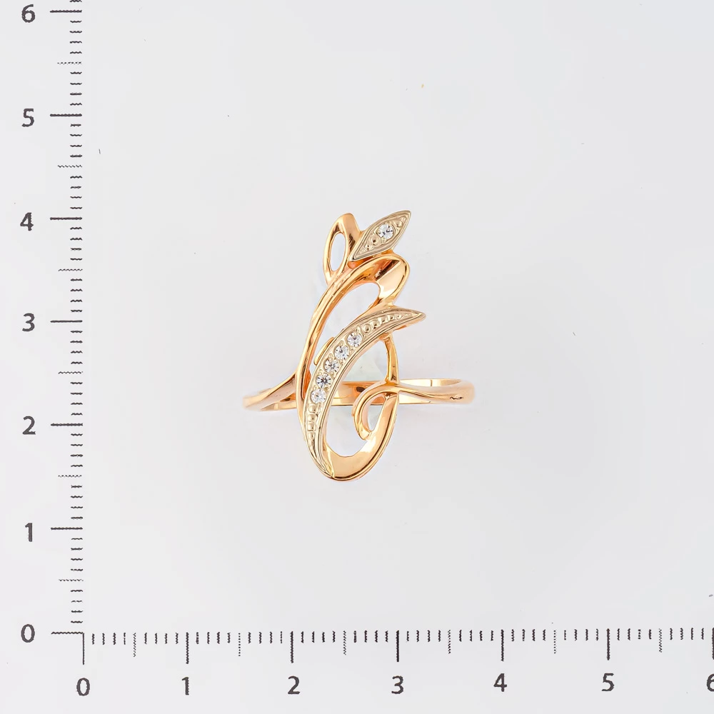 Кольцо с фианитом из красного золота 585 пробы