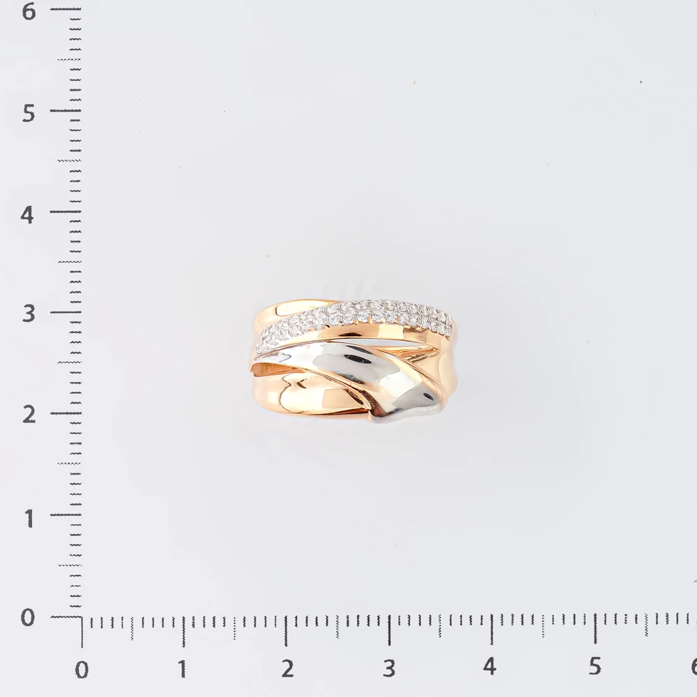 Кольцо с фианитом из красного золота 585 пробы