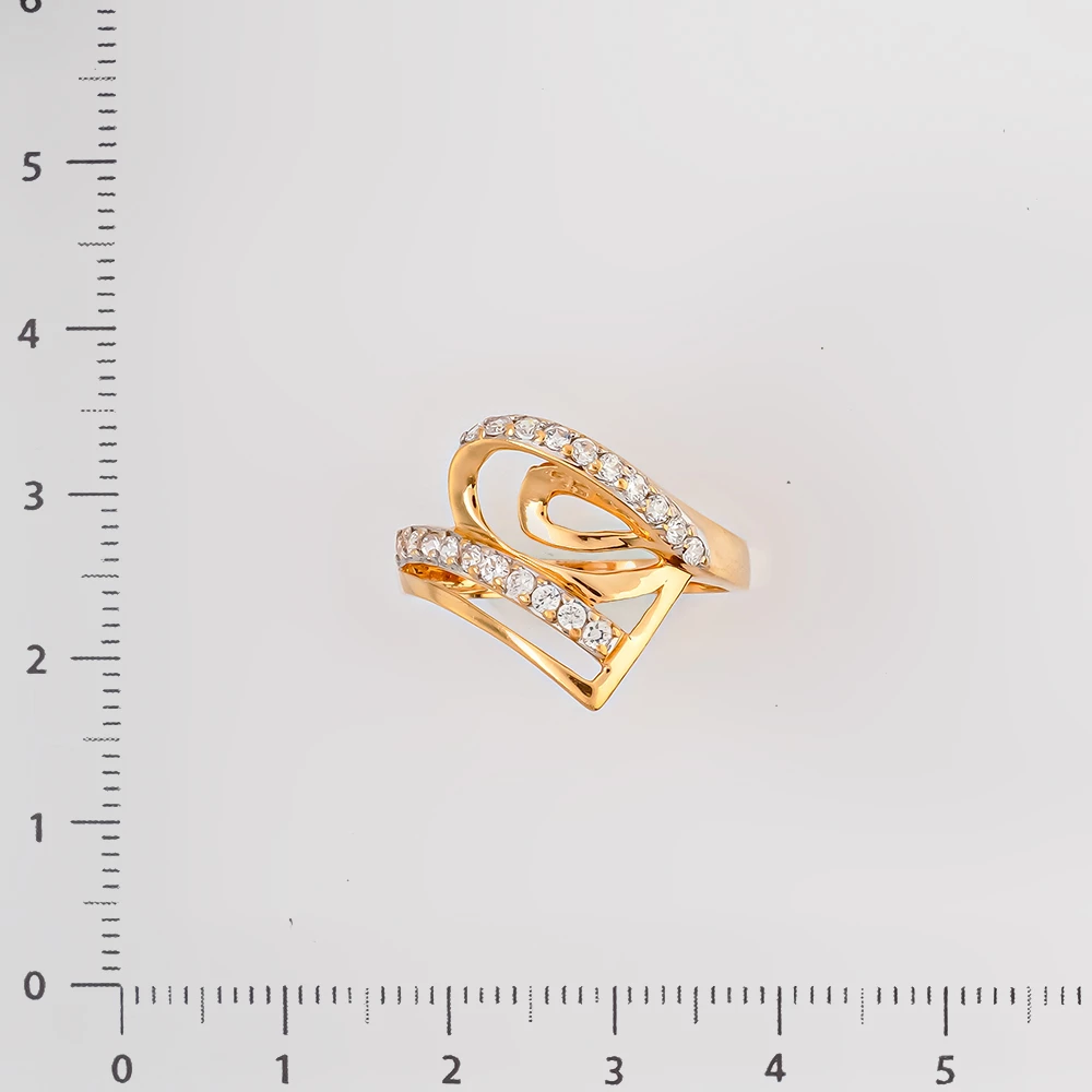 Кольцо с фианитом из красного золота 585 пробы