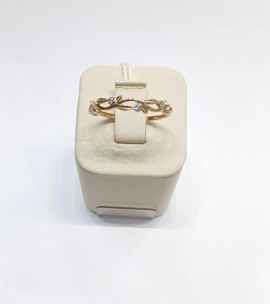 Кольцо с фианитом из красного золота 585 пробы