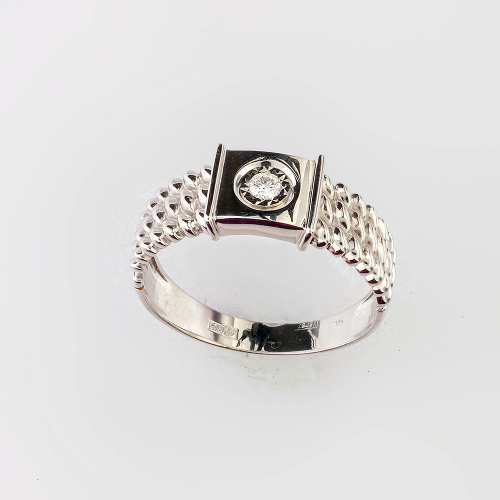 Кольцо с бриллиантом из белого золота 585 пробы