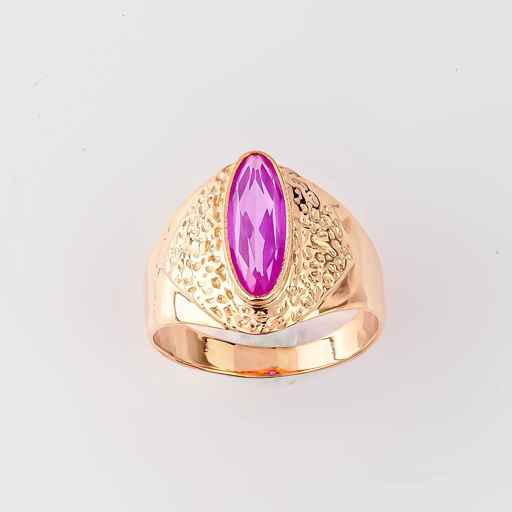 Кольцо с фианитом из красного золота 583 пробы