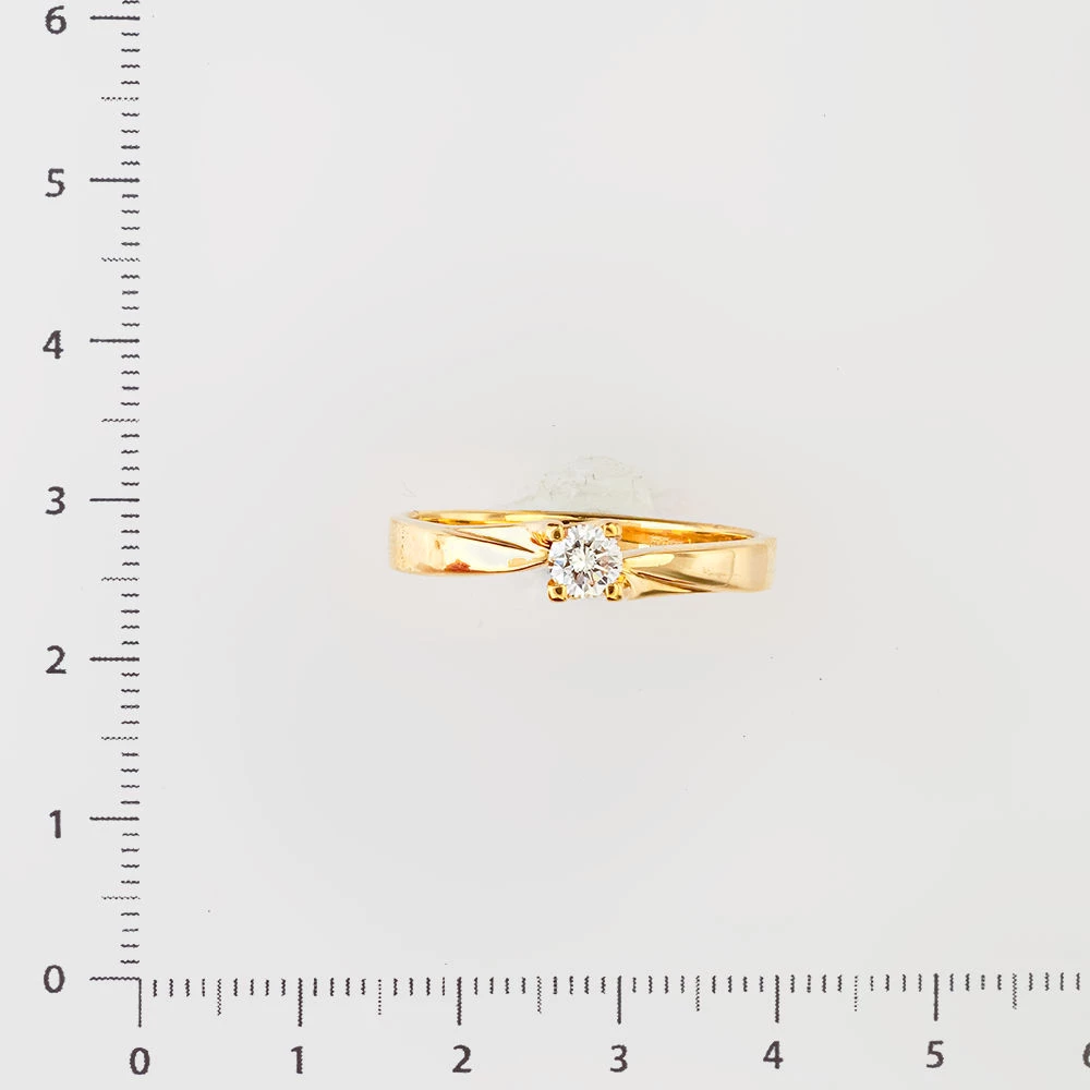 Кольцо с бриллиантом из желтого золота 750 пробы