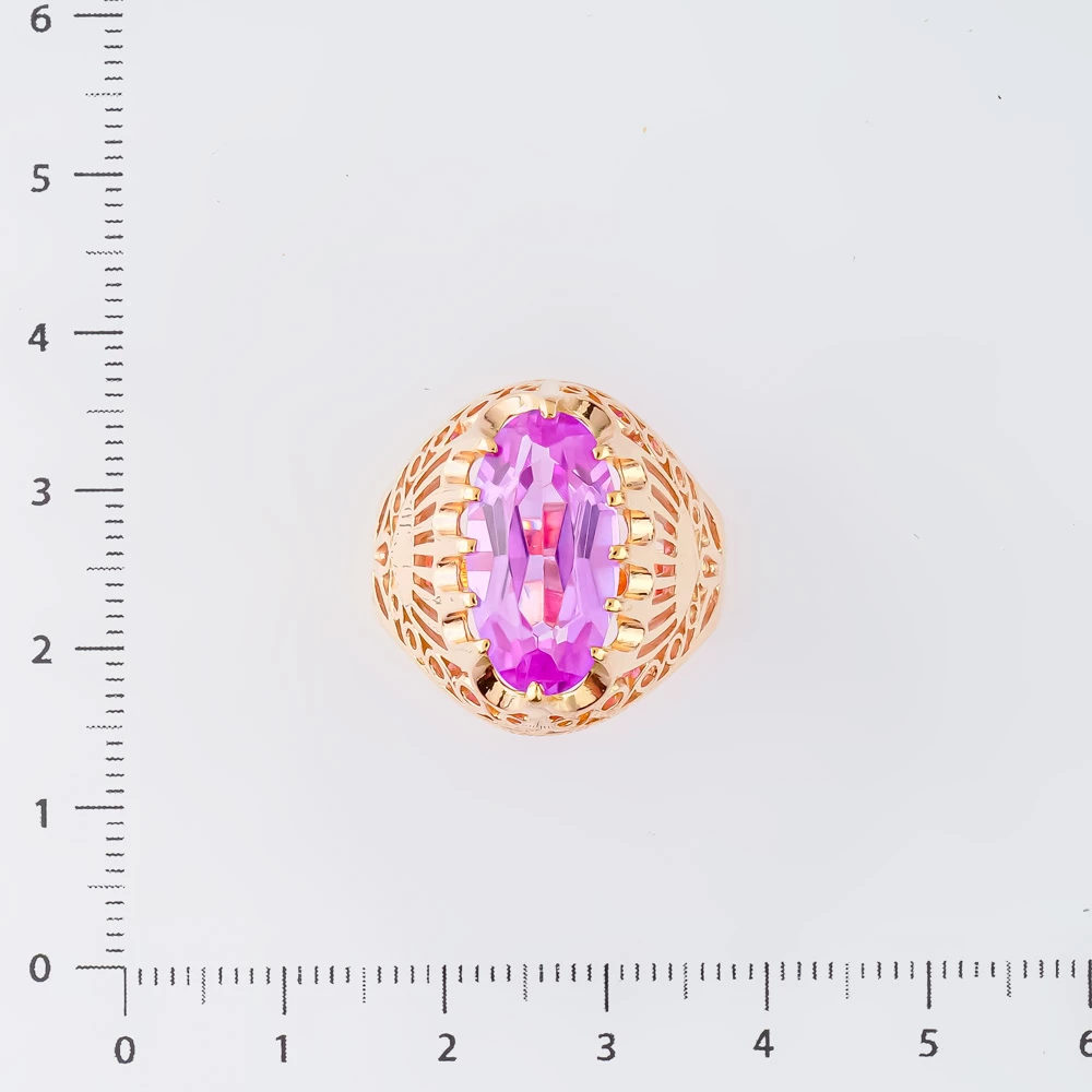 Кольцо с фианитом из красного золота 583 пробы