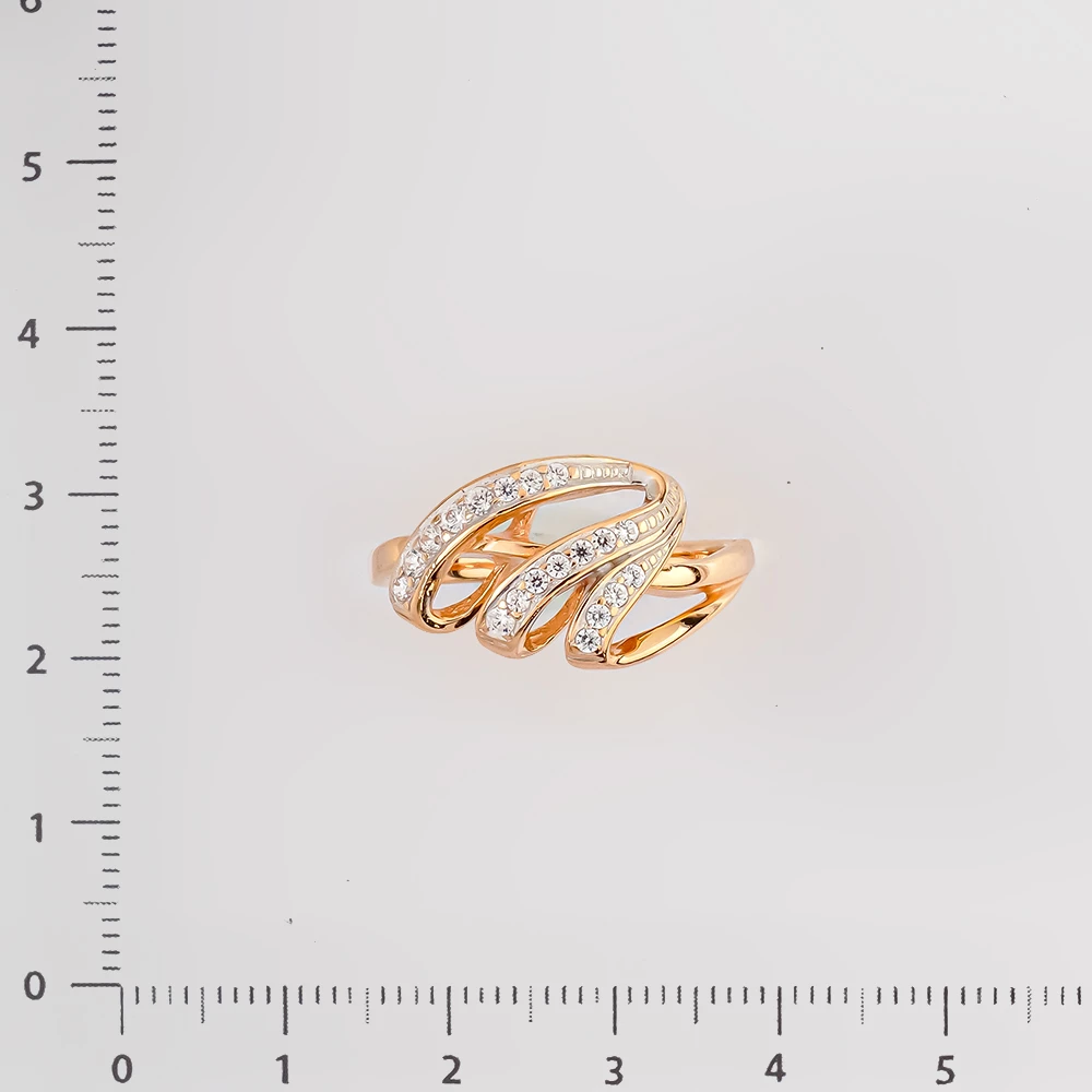 Кольцо с фианитом из красного золота 585 пробы