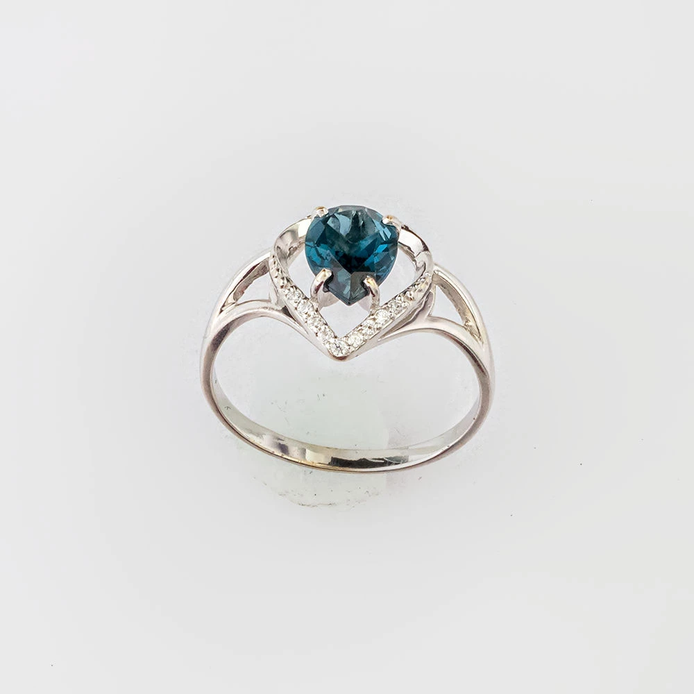 Кольцо с топазом лондон из белого золота 585 пробы