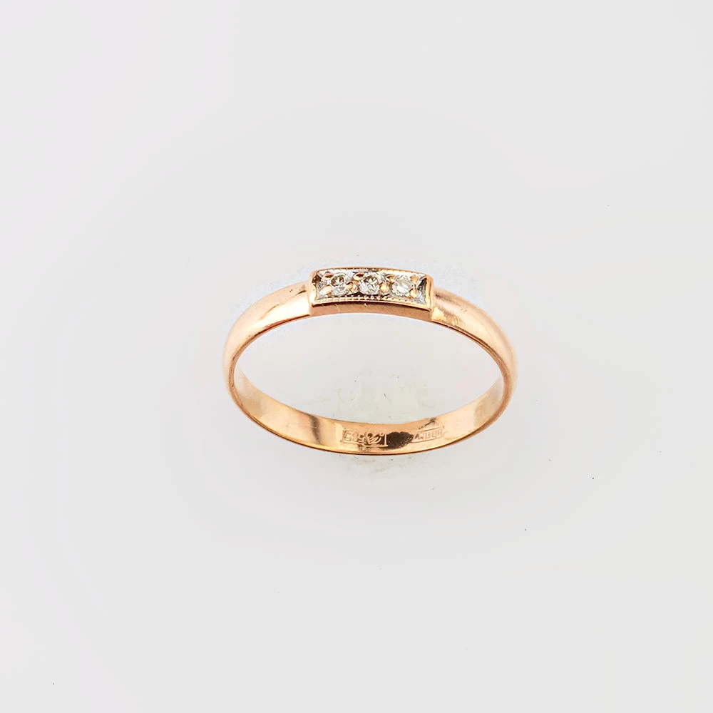 Кольцо с бриллиантом из красного золота 585 пробы