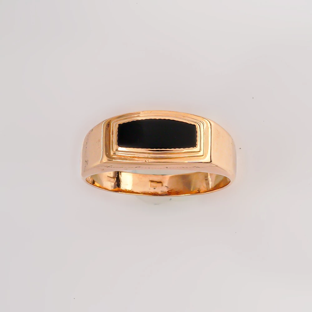 Кольцо с ониксом из красного золота 585 пробы