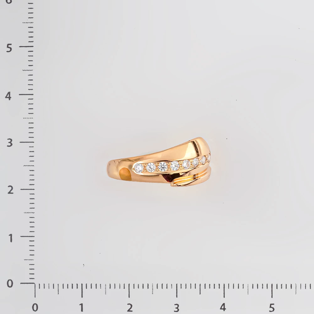 Кольцо с фианитом из красного золота 585 пробы