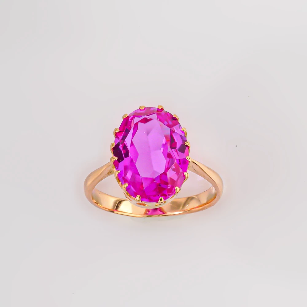 Кольцо с фианитом из красного золота 583 пробы