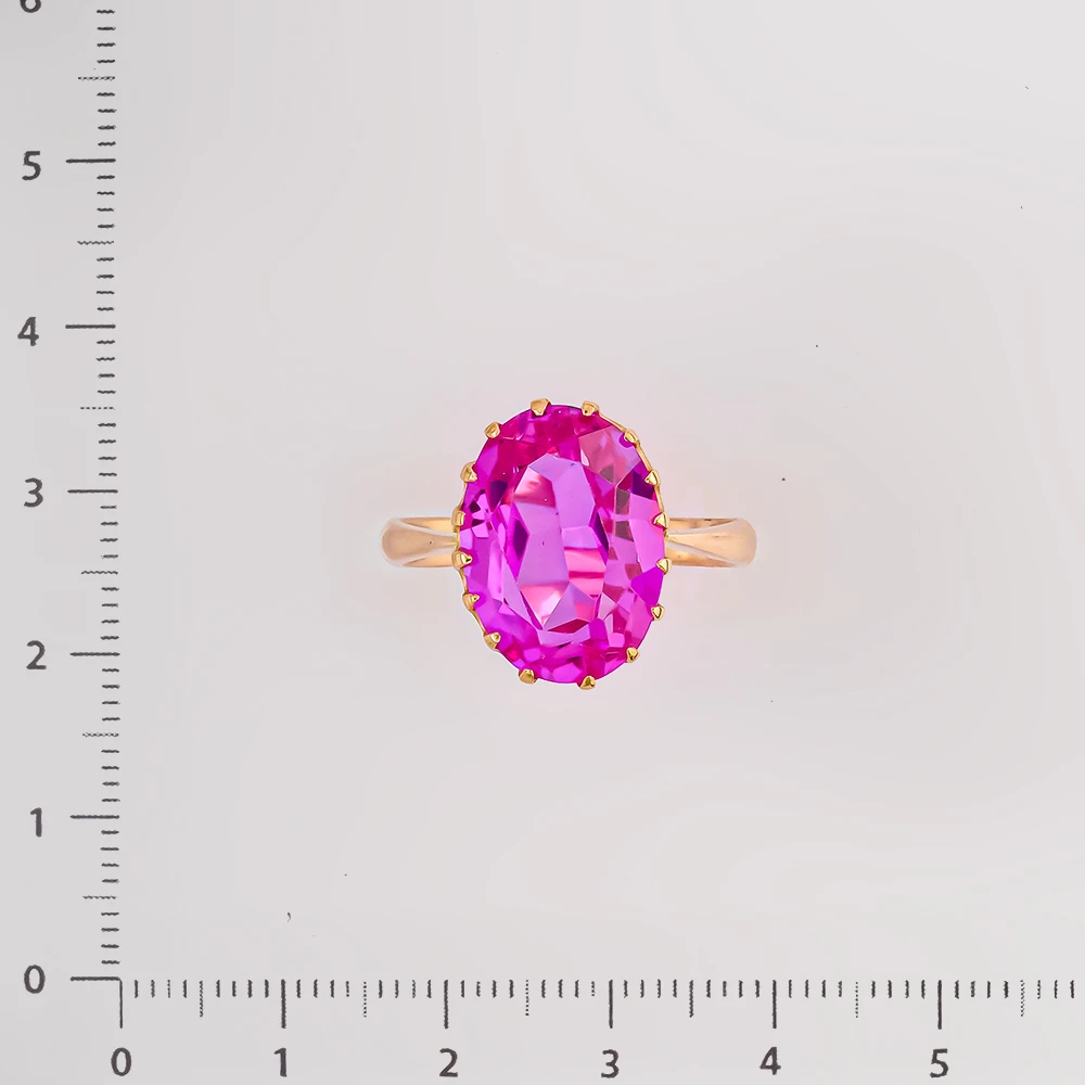 Кольцо с фианитом из красного золота 583 пробы