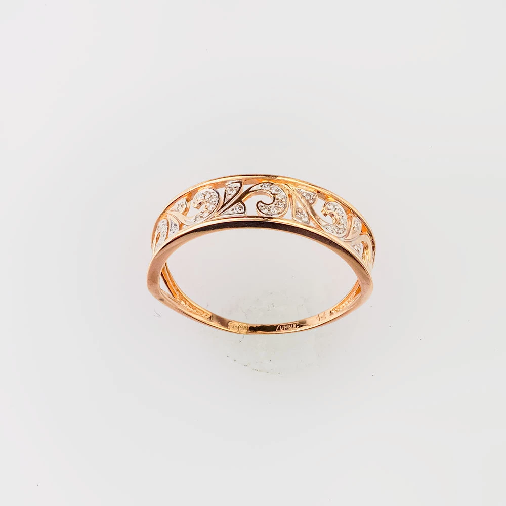 Кольцо с бриллиантом из красного золота 585 пробы