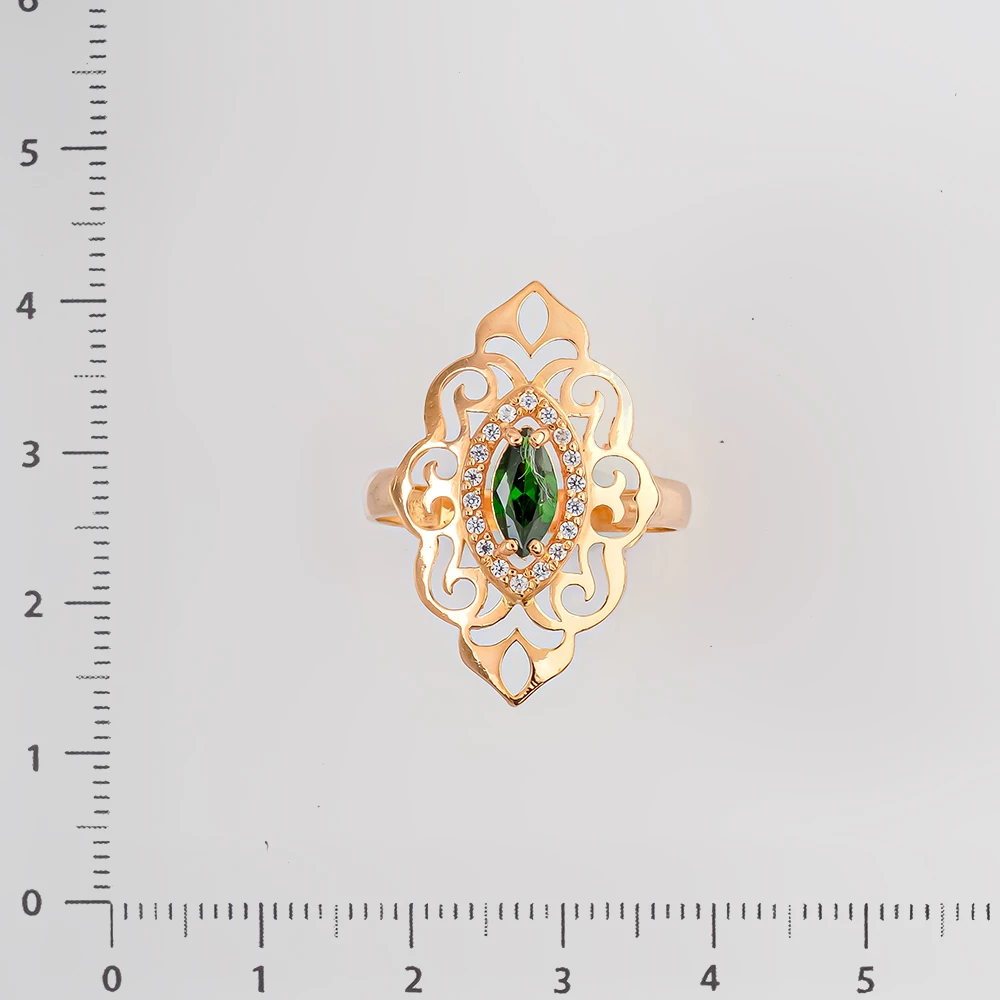 Кольцо с фианитом из красного золота 585 пробы